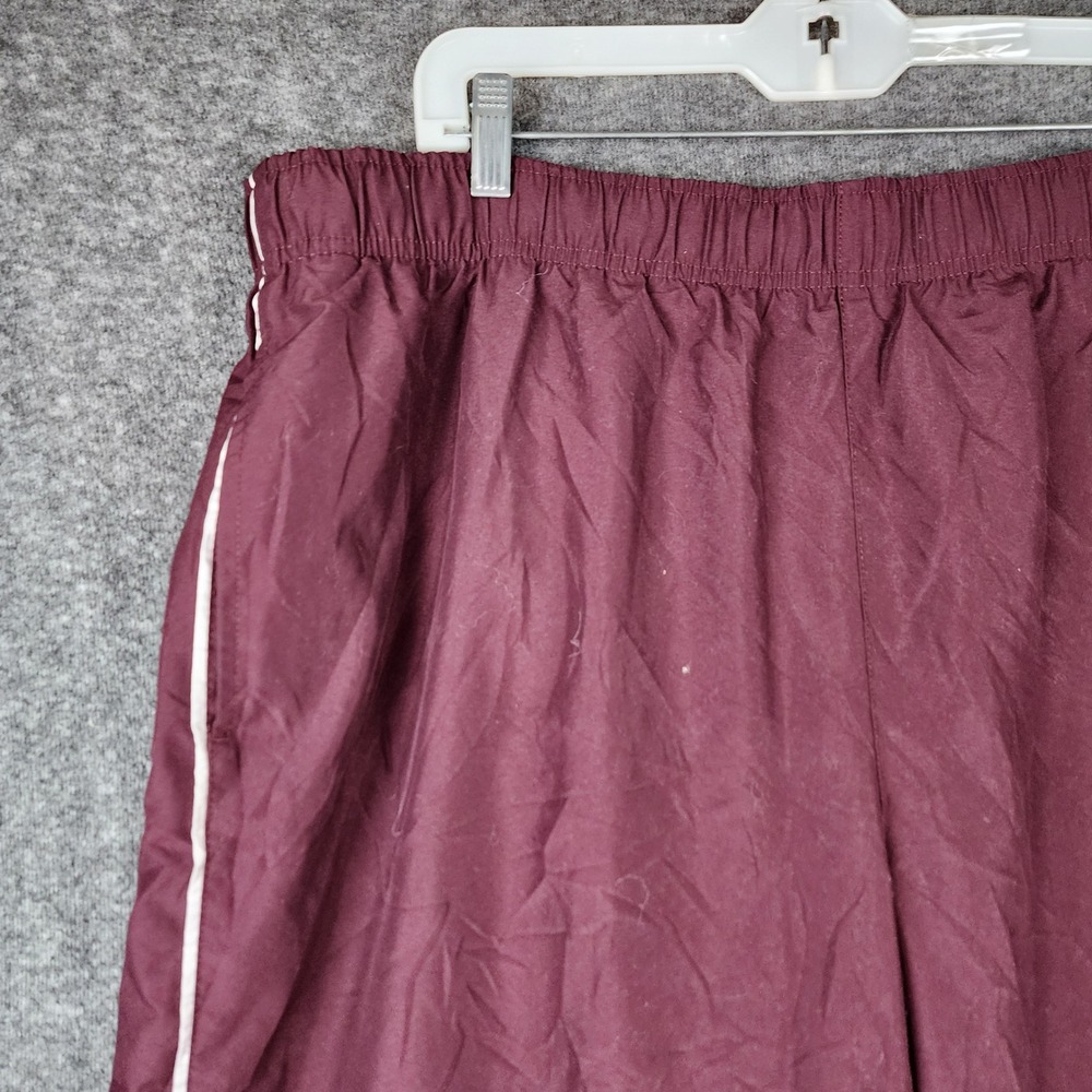 Tek Gear Track Pants Mens 38 Burgundy White Stripe Mesh Lined Athletic Joggers - Picture 3 of 9
